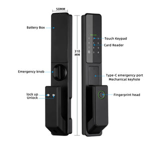 Aluminium Alloy Fingerprint Bluetooth Electronic Reversible Door Lock
