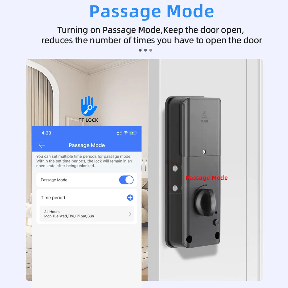 Reversible Bluetooth Dry Battery Invisible Remote Control Lock