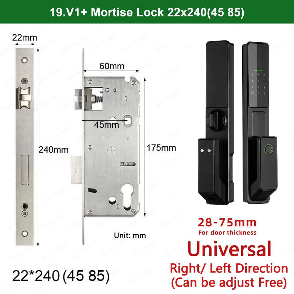 Aluminium Alloy Fingerprint Bluetooth Electronic Reversible Door Lock