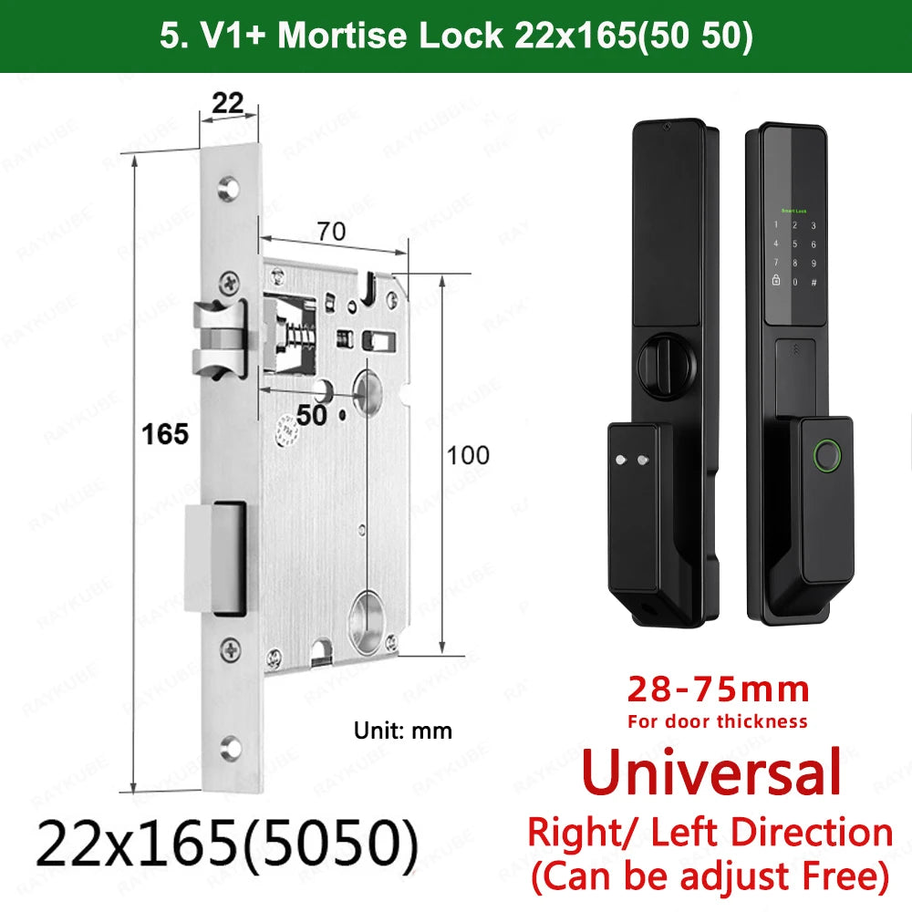 Aluminium Alloy Fingerprint Bluetooth Electronic Reversible Door Lock