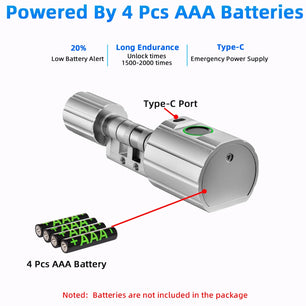 Aluminium Alloy Fingerprint Bluetooth Cylinder Digital Door Lock