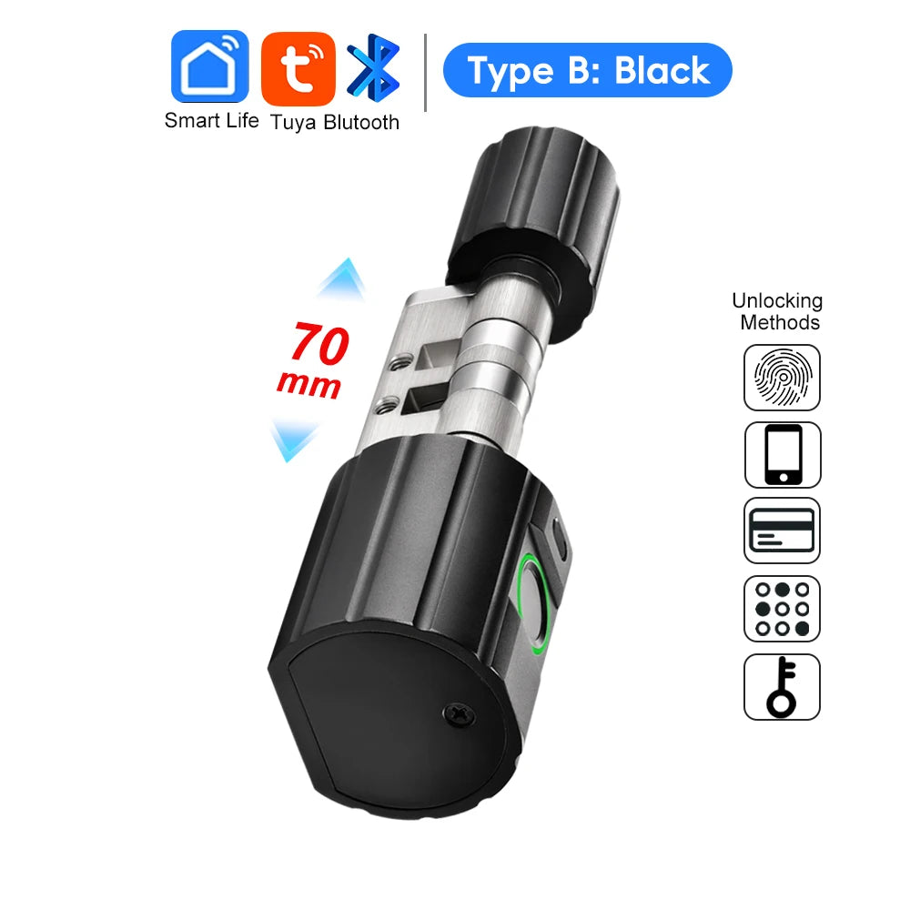 Aluminium Alloy Fingerprint Bluetooth Cylinder Digital Door Lock