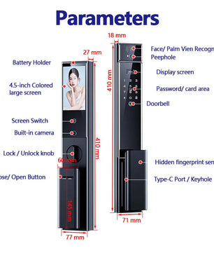 Raykube S90 Rechargeable Palm Vein Recognition Digital Lock