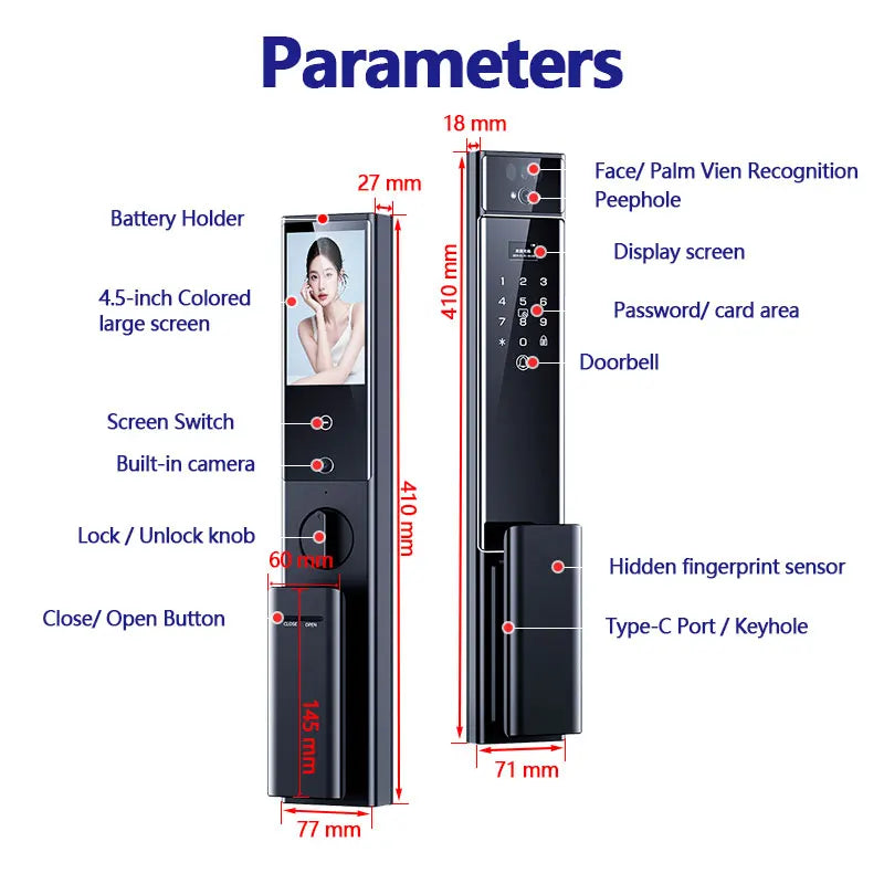 Raykube S90 Rechargeable Palm Vein Recognition Digital Lock