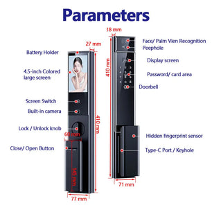 Raykube S90 Rechargeable Palm Vein Recognition Digital Lock