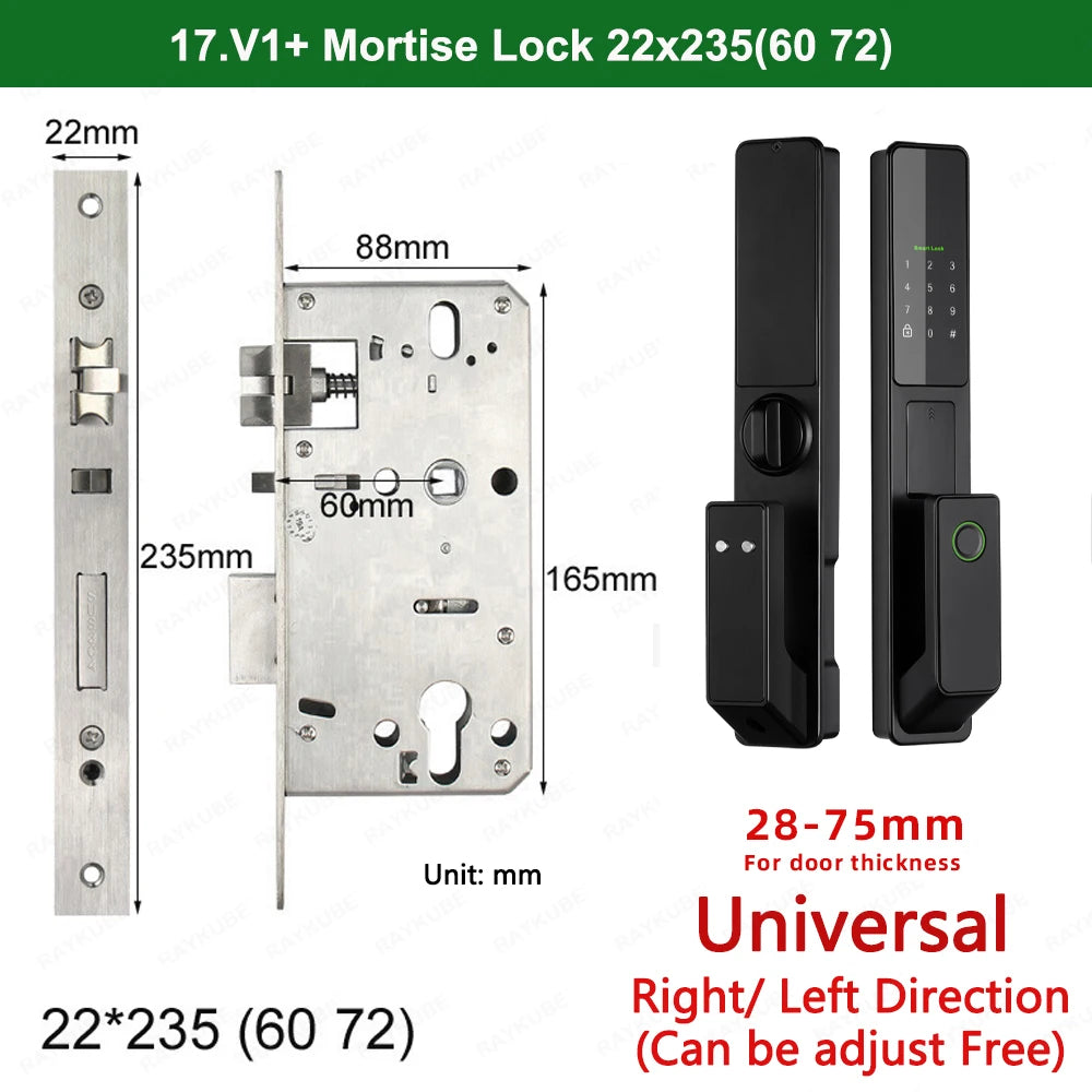 Aluminium Alloy Fingerprint Bluetooth Electronic Reversible Door Lock