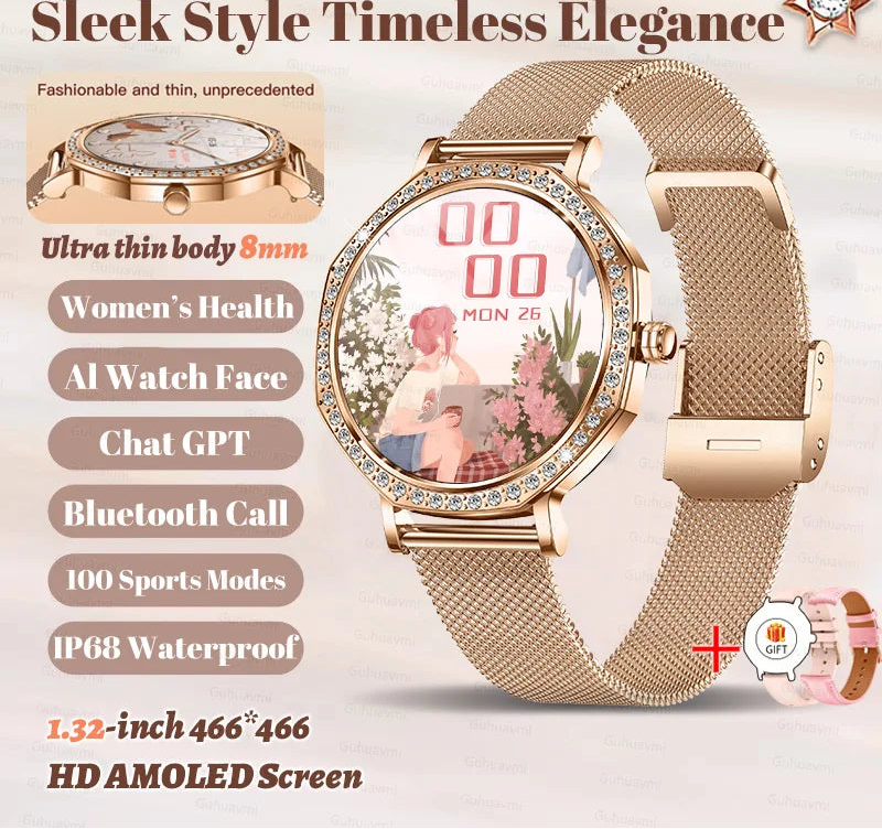Steel Waterproof Android Round Shape On-Wrist Smartwatch
