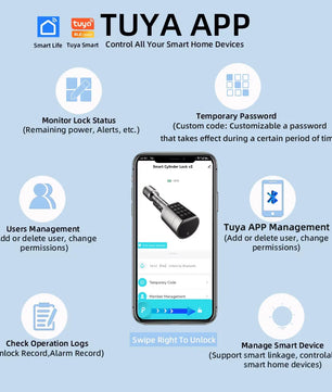 Aluminium Alloy Fingerprint Bluetooth Cylinder Digital Door Lock