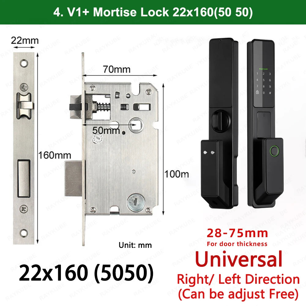 Aluminium Alloy Fingerprint Bluetooth Electronic Reversible Door Lock