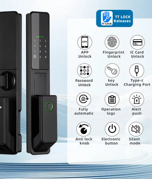 Aluminium Alloy Fingerprint Bluetooth Electronic Reversible Door Lock