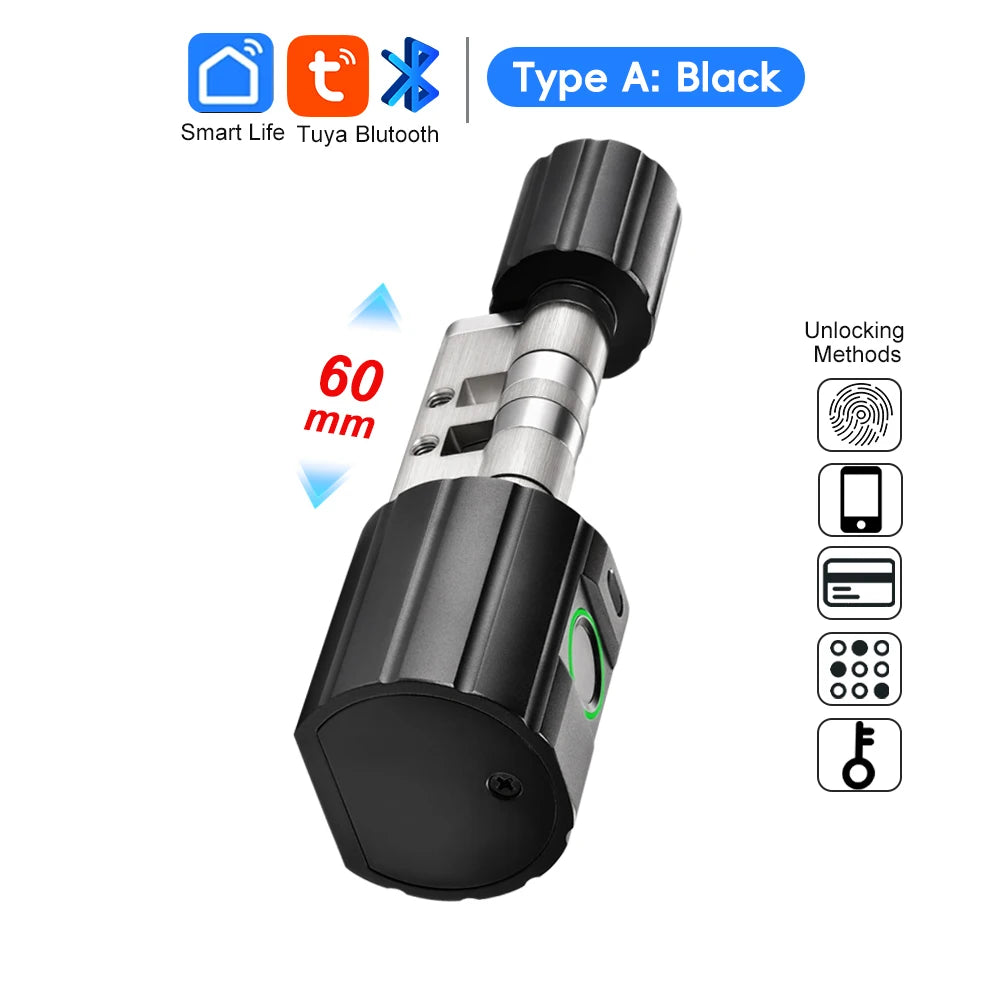 Aluminium Alloy Fingerprint Bluetooth Cylinder Digital Door Lock