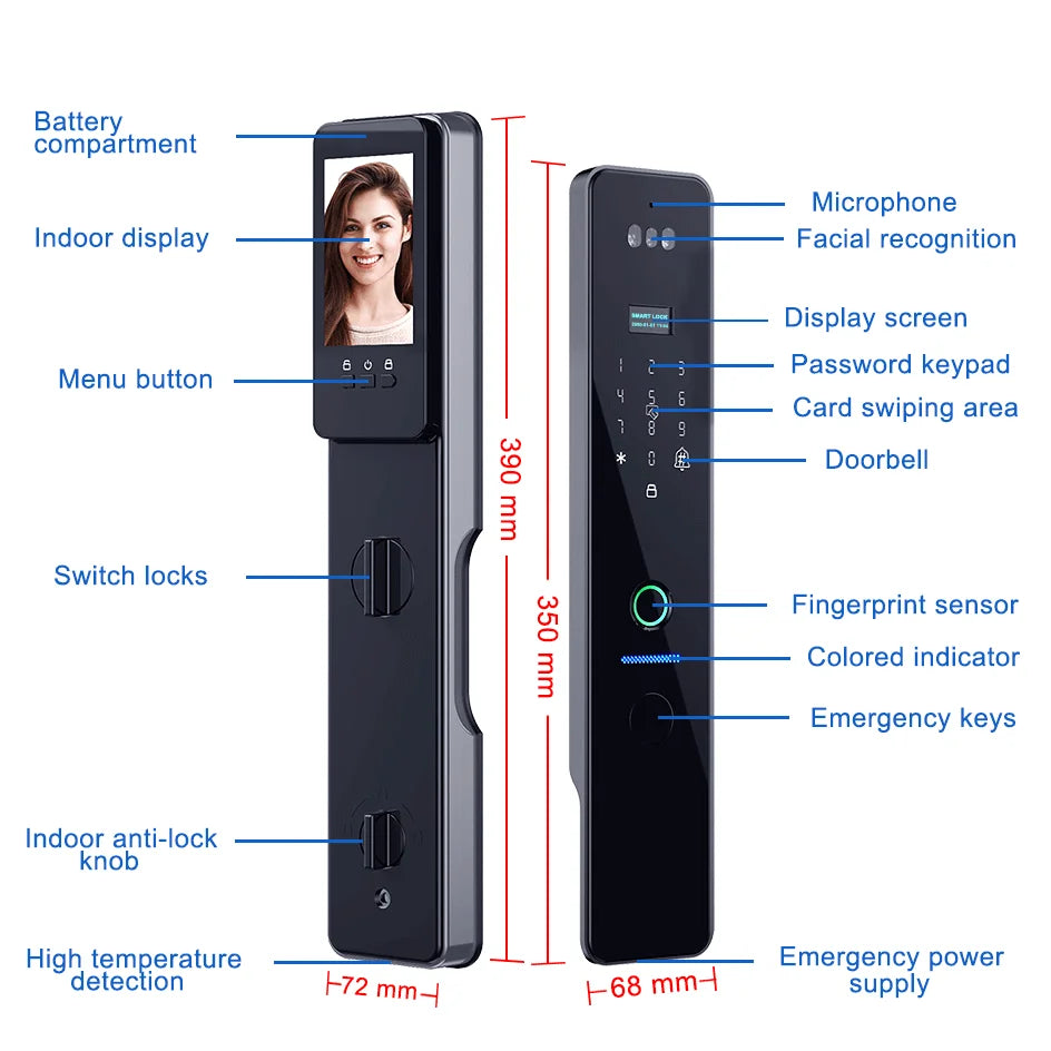 Wifi R2 IP66 Waterproof Fingerprint Electronic Lock With Camera
