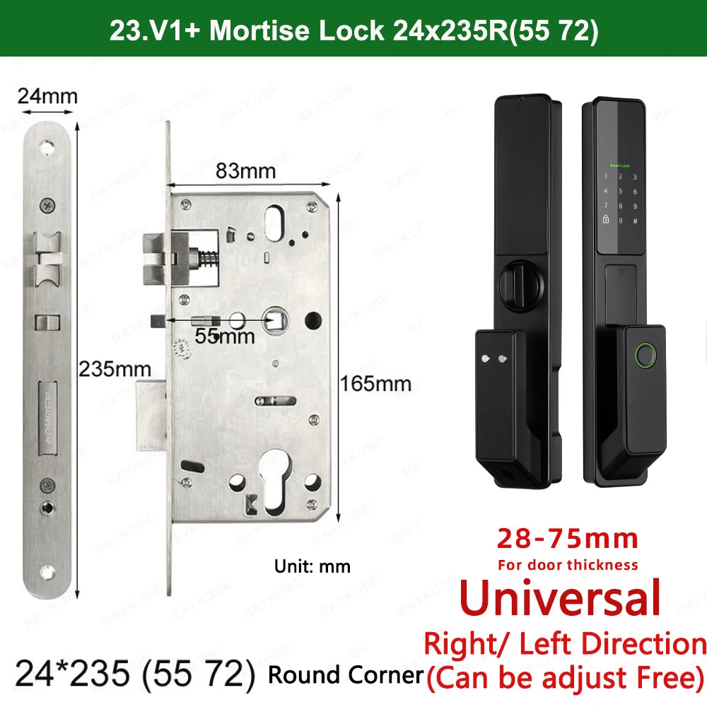 Aluminium Alloy Fingerprint Bluetooth Electronic Reversible Door Lock
