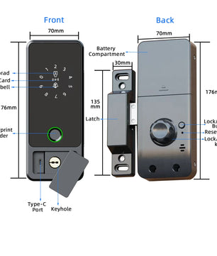  Aluminum Alloy Bluetooth Smart Fingerprint Electronic Lock