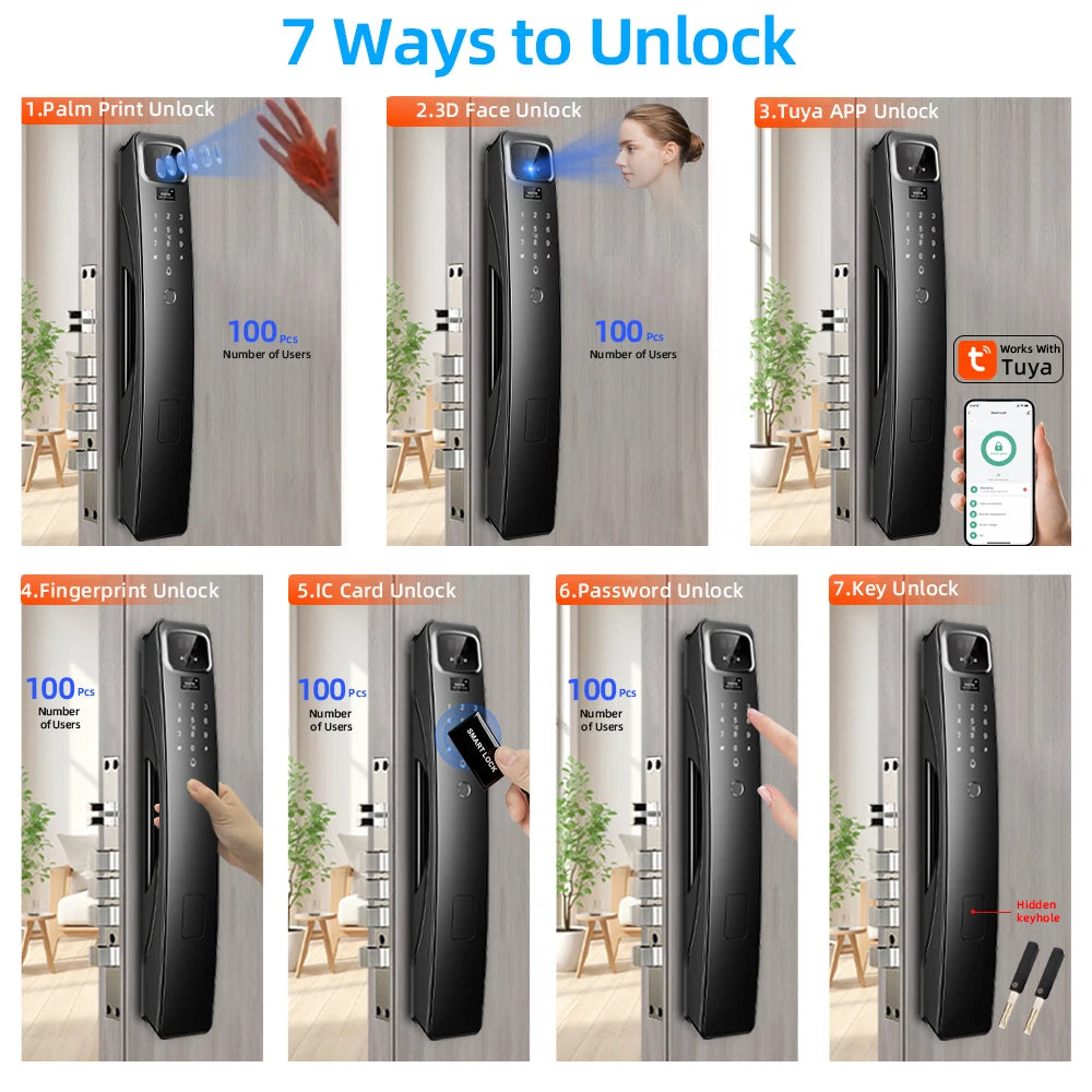Aluminium Alloy Digital Fingerprint WIFI Reversible Smart Lock