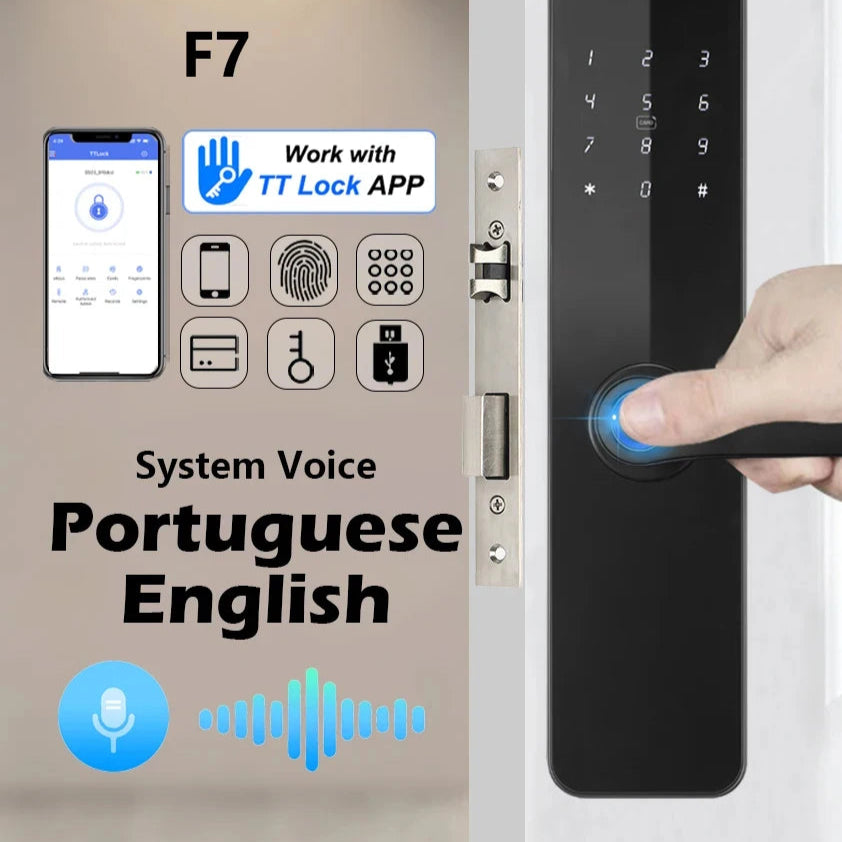 Zinc Alloy Fingerprint Bluetooth Rechargeable Battery Door Lock