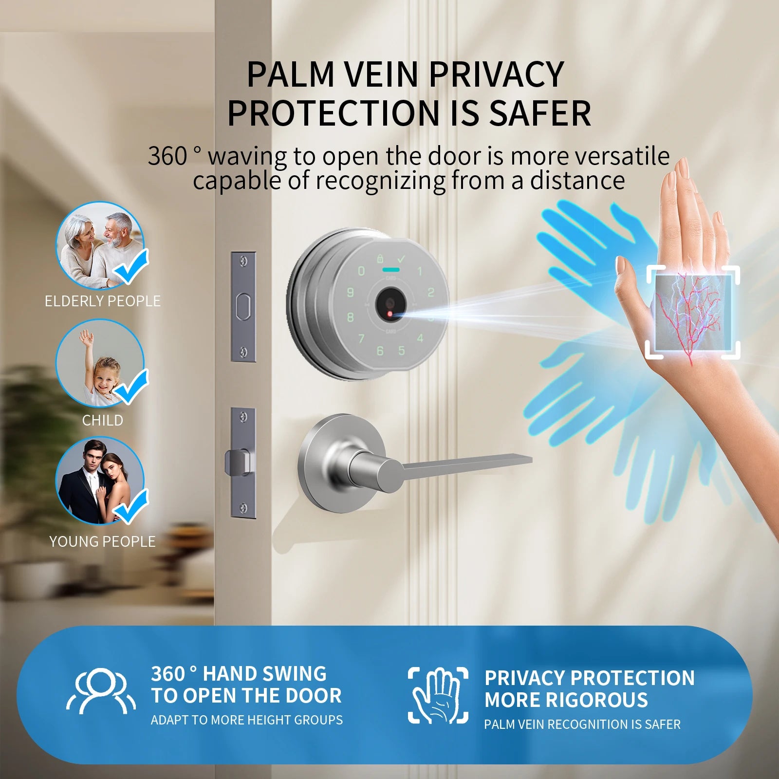 Raykube Electronic Palm Vein Recognition Digital Door Lock