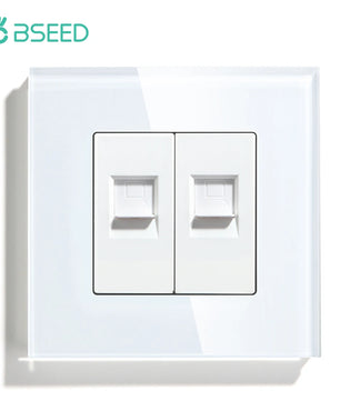 Bseed Glass Panel Iron Plate Dual Internet Socket Switch Module