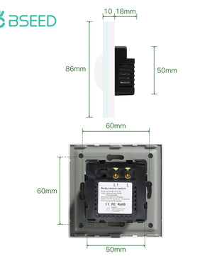 Bseed Alloy Crystal Glass Push Button Human Motion Sensor Switch