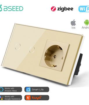 Bseed 16A Alloy 3 Gang Crystal Glass Panel Wall Light Touch Switch