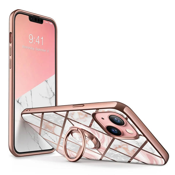 Polycarbonate Full-Body Glitter Marble Bumper Case For iPhone 13