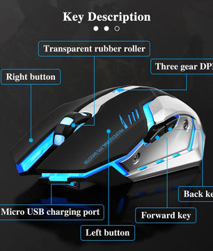 1600 DPI 2.4G USB Bluetooth Support Wireless Rechargeable Mouse