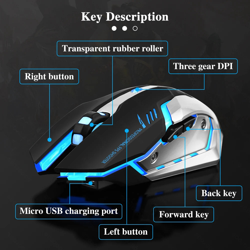 1600 DPI 2.4G USB Bluetooth Support Wireless Rechargeable Mouse
