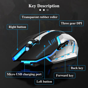 1600 DPI 2.4G USB Bluetooth Support Wireless Rechargeable Mouse