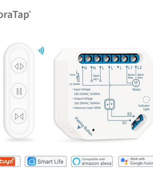 LoraTap 240V 300W Plastic WiFi Rolling Blinds Curtain Switch