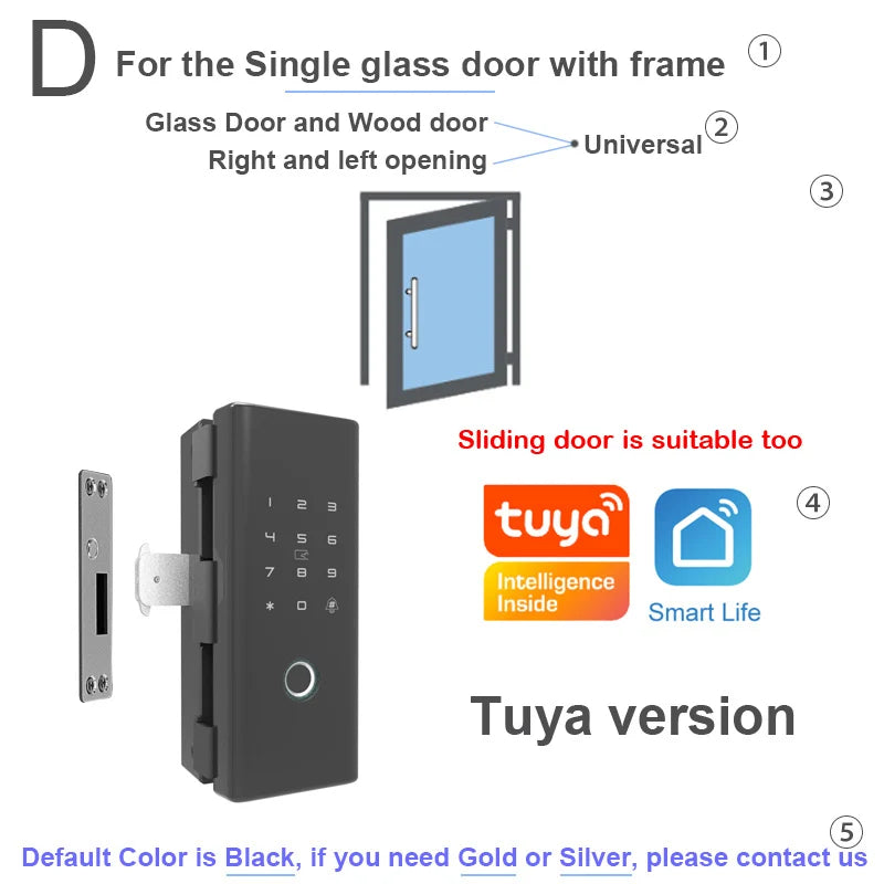 RAYKUBE Zinc Alloy Bluetooth Wifi Fingerprint Glass Door Lock