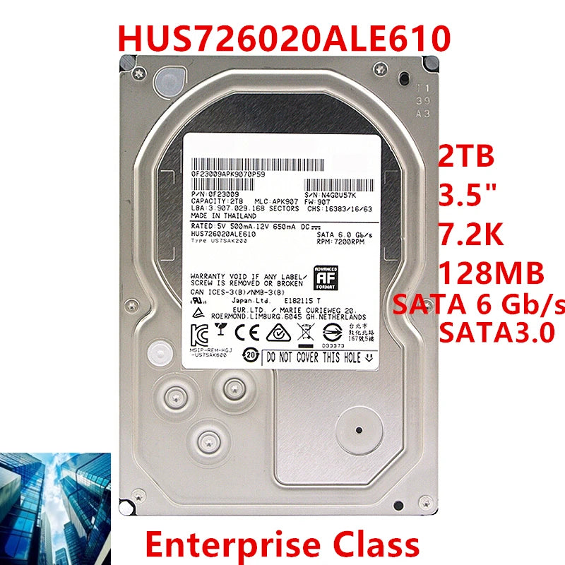 2TB 3.5" SATA 6 Gb/s 128MB 7200RPM Internal HDD For Enterprise