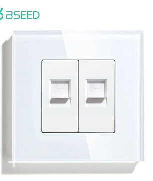 Bseed Glass Panel Iron Plate Dual Internet Socket Switch Module