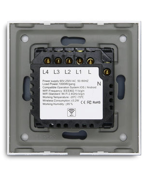 Bseed Alloy 4 Gang Crystal Glass Panel Push Button Light Switch