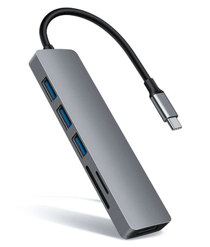 6-IN-1 Aluminum Alloy USB 3.0 Type-C Splitter Docking Station Hub