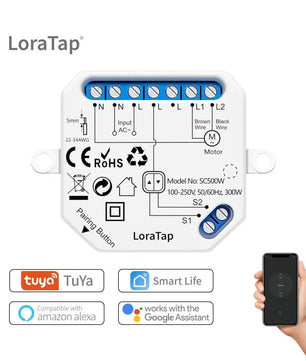 LoraTap 240V Plastic Automatic WIFI Roller Shutter Curtain Module