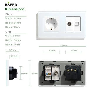 Bseed 10A Glass Panel Wireless WIFI Control Smart Power Socket