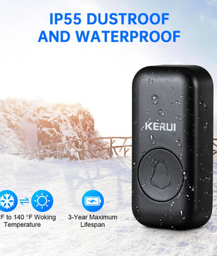 Kerui Plastic Wireless Waterproof Battery Cordless Remote Doorbell