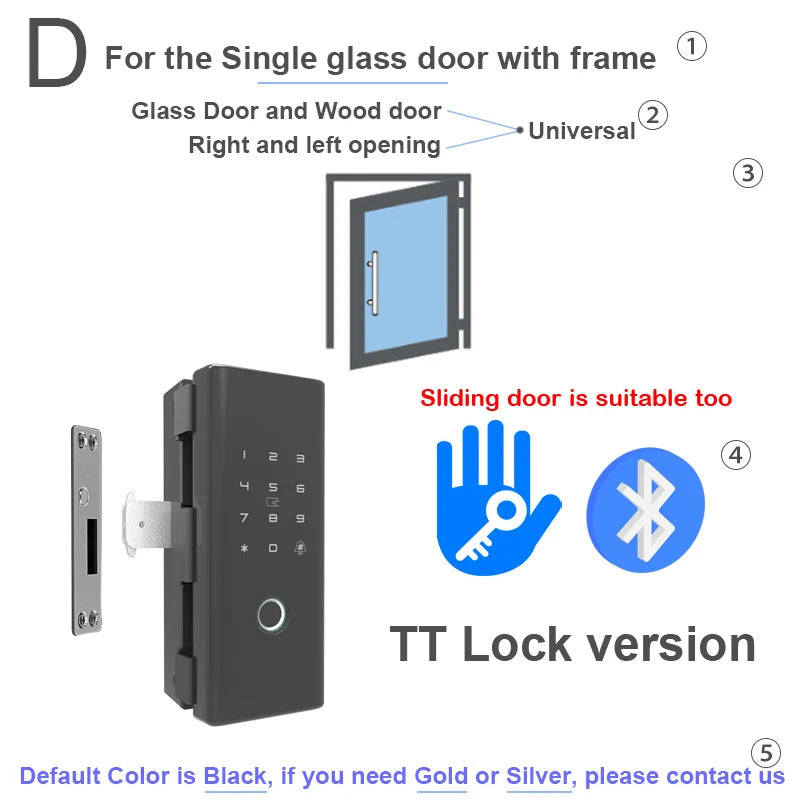 RAYKUBE Zinc Alloy Bluetooth Wifi Fingerprint Glass Door Lock