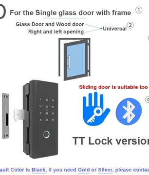 RAYKUBE Zinc Alloy Bluetooth Wifi Fingerprint Glass Door Lock