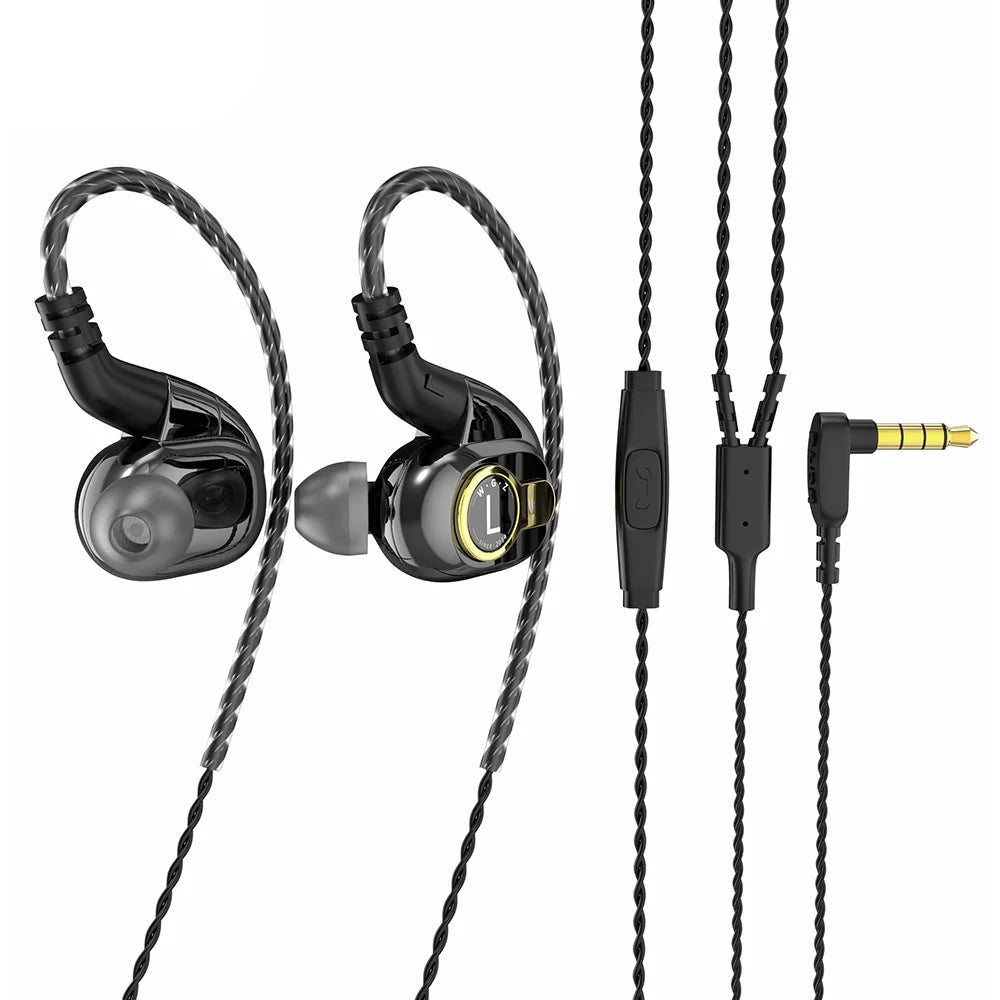 Metal 3.5mm Balanced Armature Carbon Diaphragm Earphones