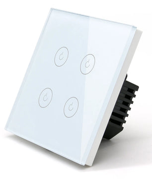 Bseed Alloy 4 Gang Crystal Glass Panel Push Button Light Switch