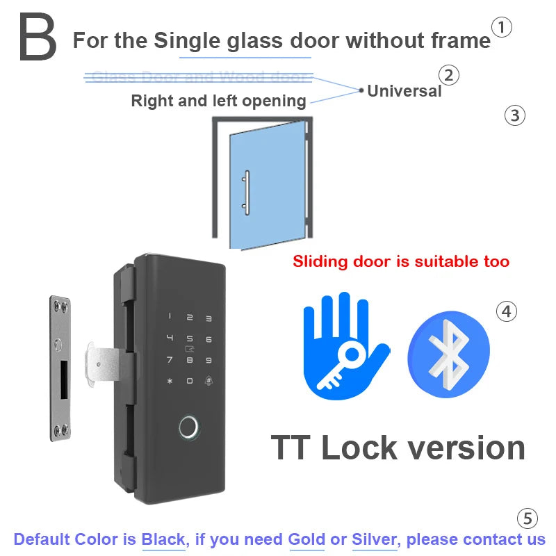 RAYKUBE Zinc Alloy Bluetooth Wifi Fingerprint Glass Door Lock