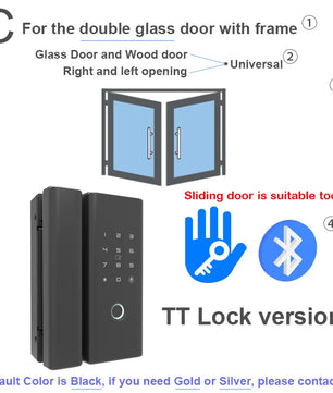 RAYKUBE Zinc Alloy Bluetooth Wifi Fingerprint Glass Door Lock