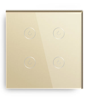 Bseed Alloy 4 Gang Crystal Glass Panel Push Button Light Switch