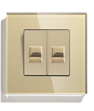 Bseed Glass Panel Iron Plate Dual Internet Socket Switch Module