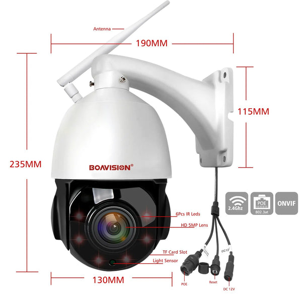Boavision 5MP Night Vision Waterproof High Speed Dome Camera