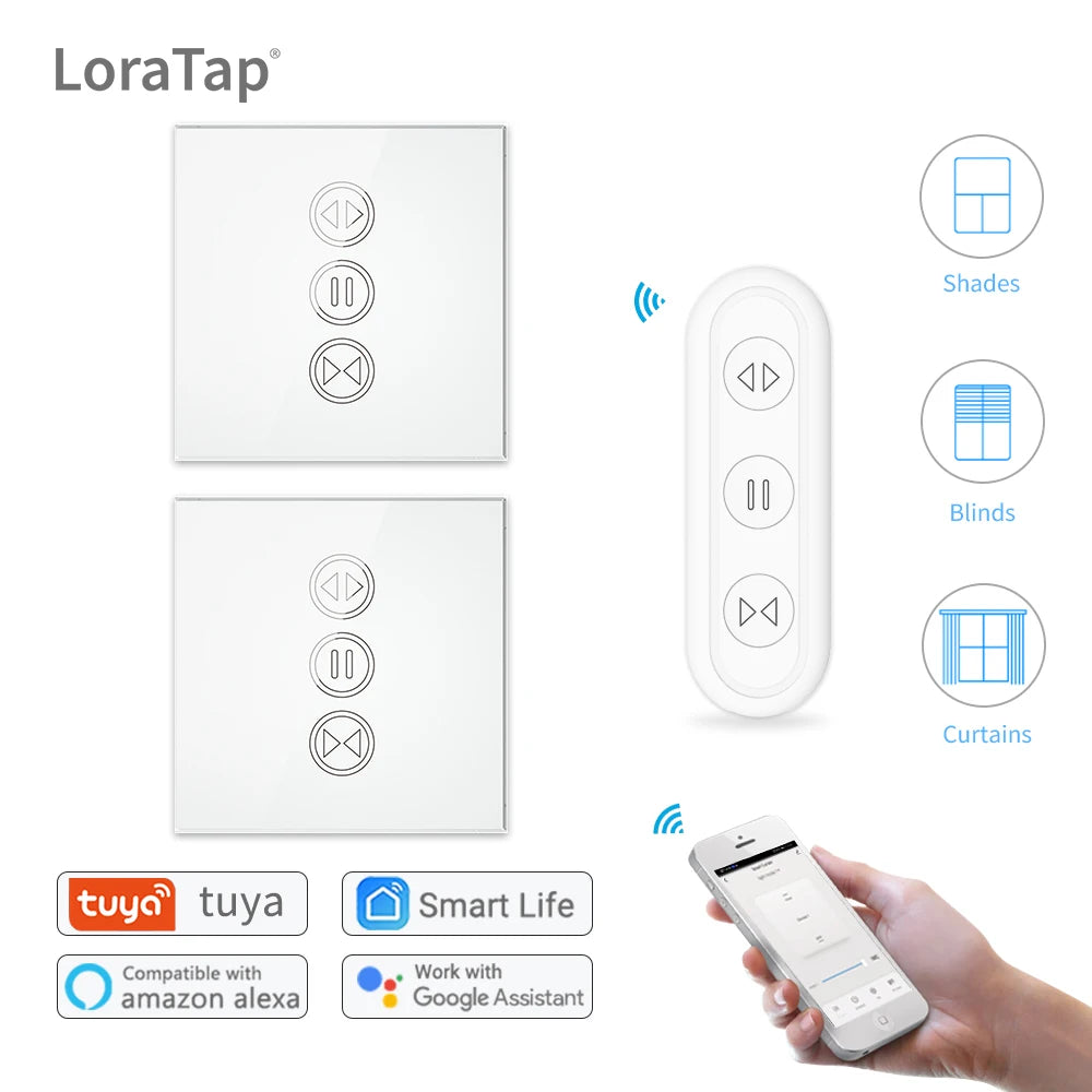 LoraTap 250V 600W Plastic WiFi Rolling Blinds Curtain Switch