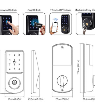 Aluminium Alloy Remote Control Bluetooth Electronic Door Lock