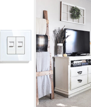 Bseed Glass Panel Iron Plate Dual Internet Socket Switch Module