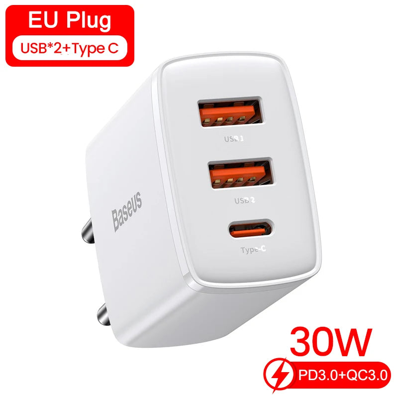 Baseus 30W USB Type C Fast Charger For iPhone 14 13 Pro Max